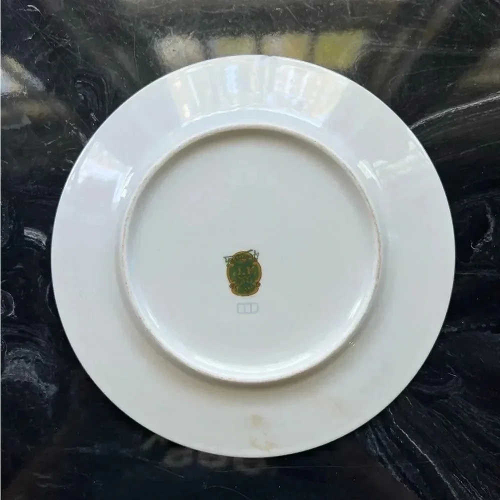 Vintage JK Carlsbad Colonial Blue And Gold China Decorative Plate 6.5 x 6.5